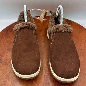 Eddie Bauer Laurel Brown Suede Faux Fur Lined Slip On Shoes 319059 Womens 9M